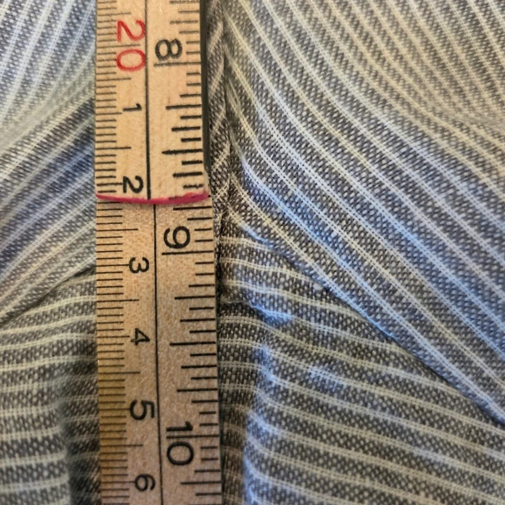 Banana Republic Martin Fit Linen Pinstripe Pants Women 8 Grey White Straight Leg